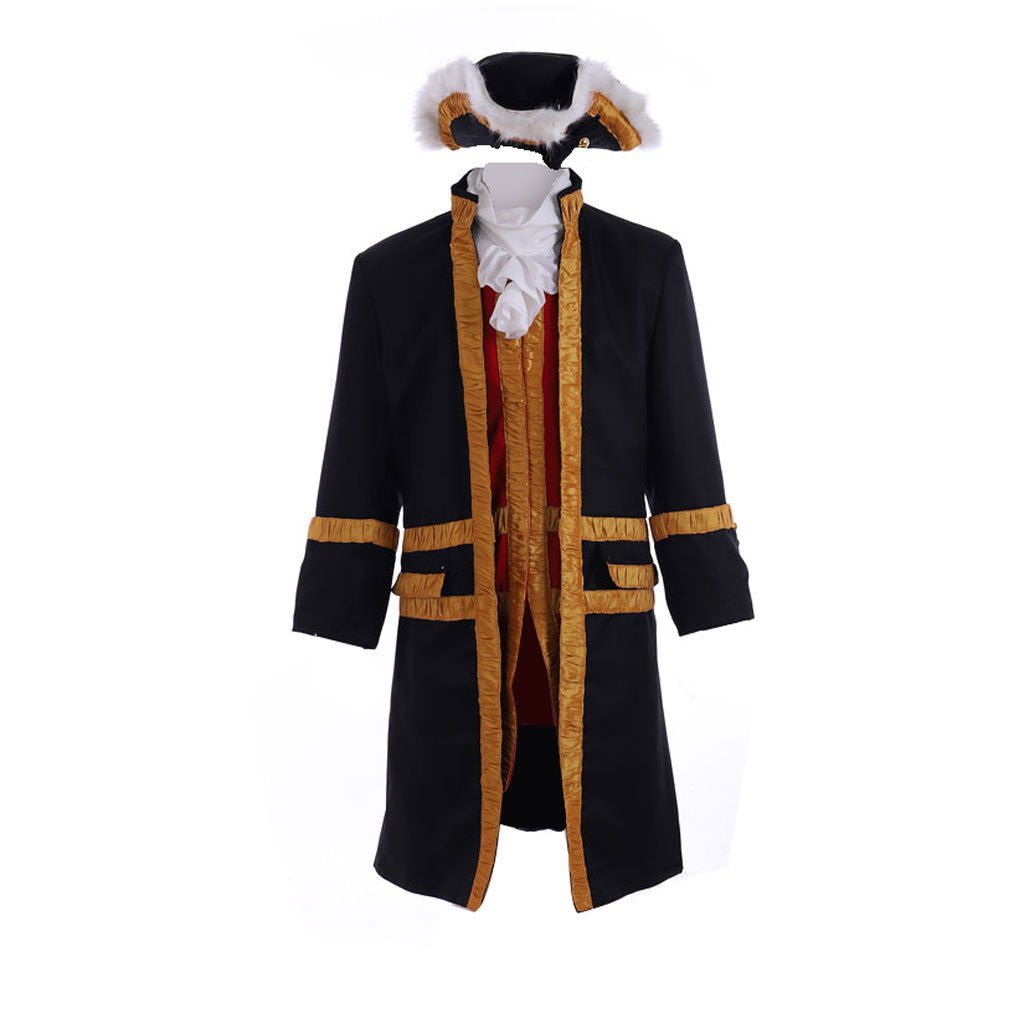 18th Century Tudor Regency Royal Men’s Black Coat & Vest Renaissance Party Suit | Coscomos - Coscosmos