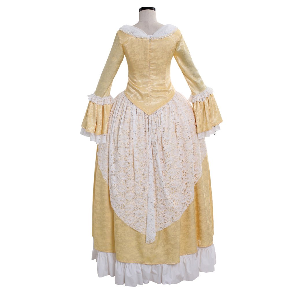 18th Marie Antoinette colonial rococo gold costume dress Halloween French Court Dress rococo gold dress - Coscosmos