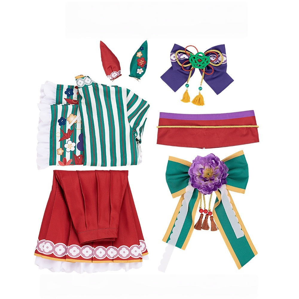 Pretty Derby Umamusume Cosplay Anime Color-blocking Kimono Dress - Nice Nature - Halloweez
