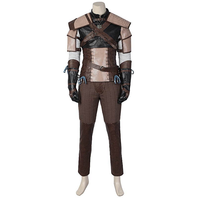 Halloweez Geralt of Rivia Cosplay Leather Jacket - Wild Hunt Hero Suit for Halloween - Halloweez