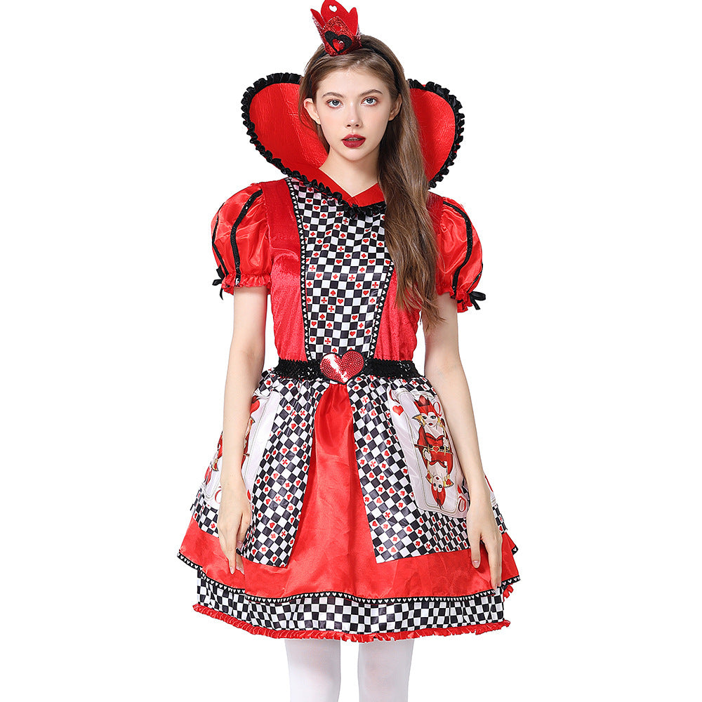 Queen of Hearts Cosplay Costume Alice in Wonderland Halloween Dress