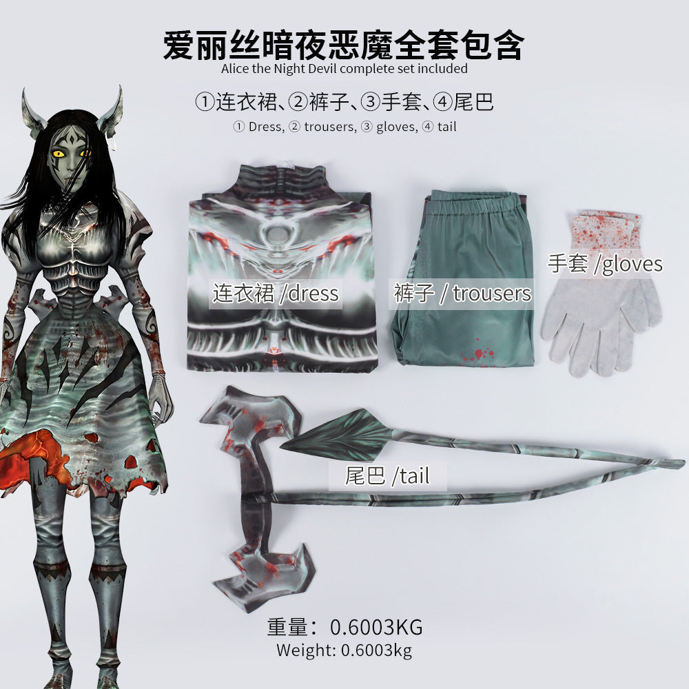 Alice Madness Returns Nightmare Demon Alice Full Cosplay Costume Set - Halloweez