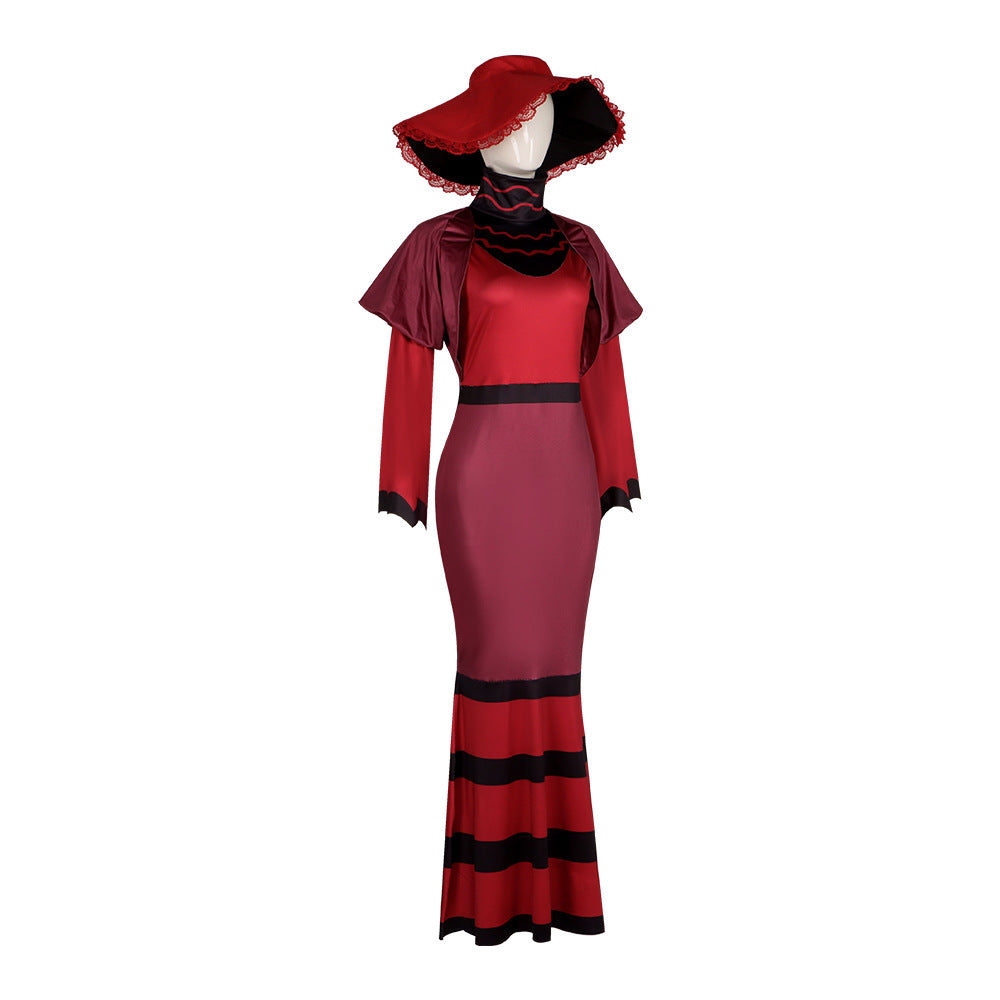 Hell's Hotel Female Demon Lord Rosie Cosplay Costume - Tight Long Dress for Halloween Stage Performance