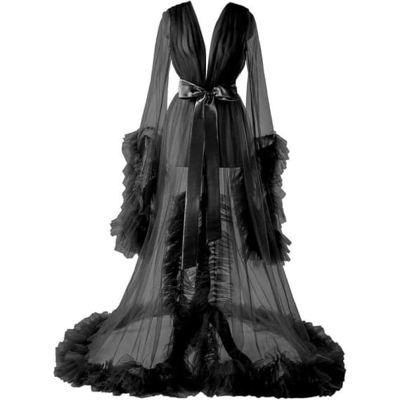 Purple Ruffle Evening Gown Maternity Photo Shoot Dress Sweetheart Off Shoulder Pregnancy Robe Sheer Long Gown Cosplay Costume - Halloweez