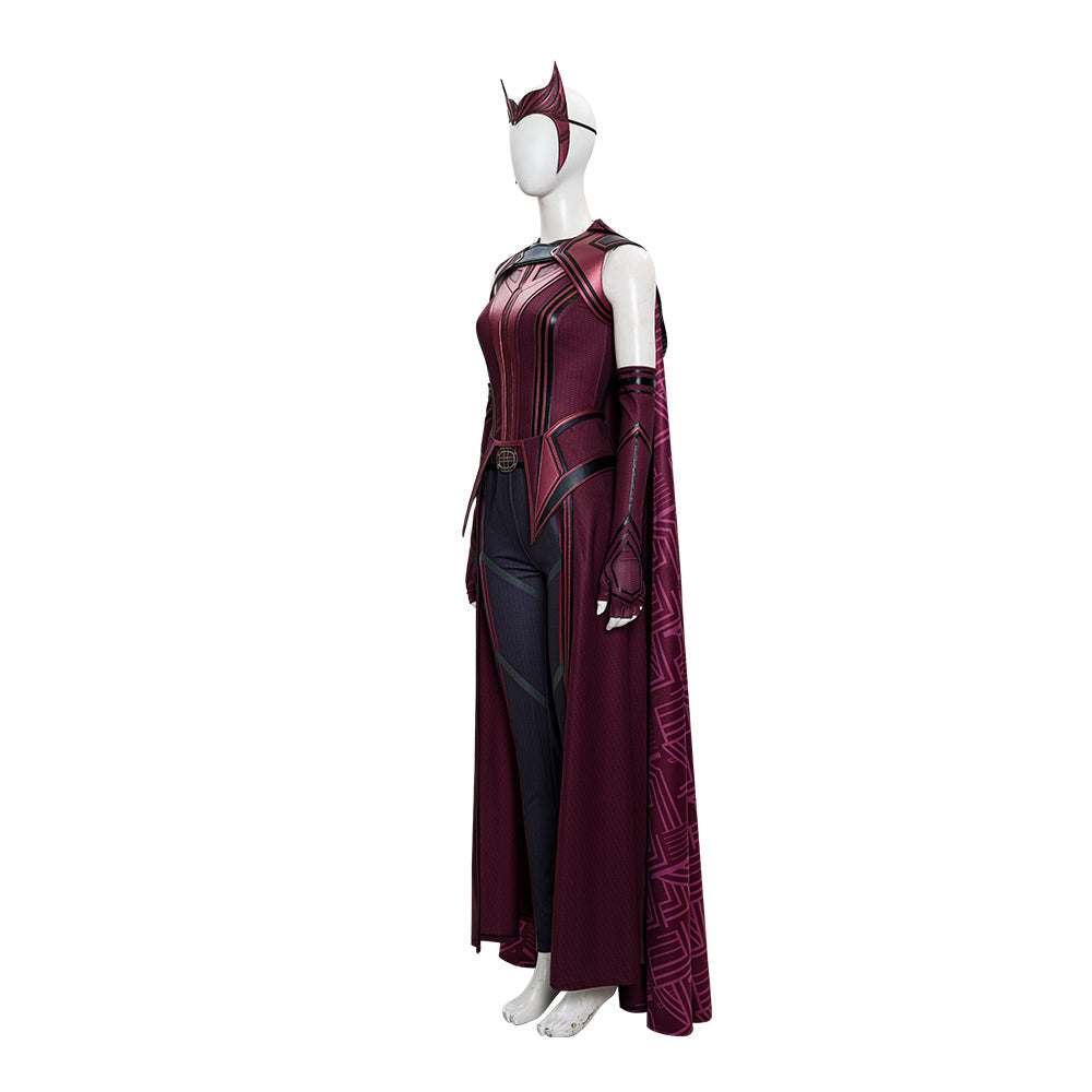 Disfraz de Wanda Maximoff para mujer: vestido de bruja escarlata, botas, capa roja, atuendo de Halloween