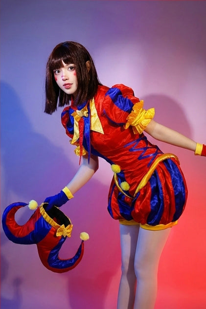The Amazing Digital Circus Pomni Cosplay Jumpsuit, Halloween Clown Girl Full Costume Set, Anime Character Cosplay Outfit for Party - Halloweez