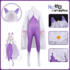 Re:ZERO Starting Life in Another World Emilia Cosplay Jumpsuit Bodysuit - Halloweez