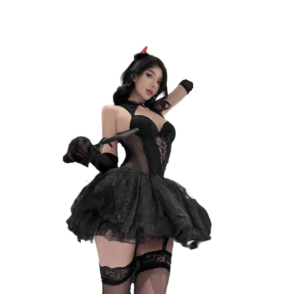 Sexy Devil Steel Support Catwoman Costume Cosplay Bunny Girl Outfit - Halloweez