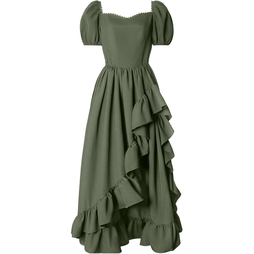 Hot Selling Victorian Renaissance Peasant Pastoral Irregular Hem Dress - Medieval Cosplay Costume - Halloweez