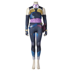 Halloweez Neon Valorant Cosplay Costume – Women's Blue Combat Outfit for Halloween & Parties