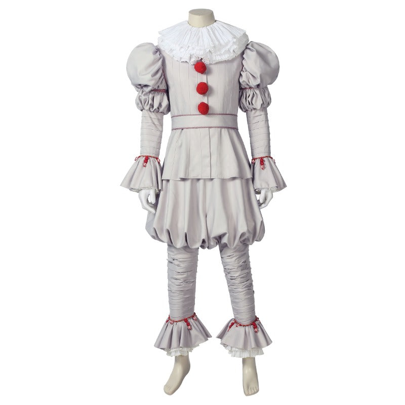 Halloweez Dancing Clown Joker Cosplay Costume with White Scarf and Accessories - Perfect Halloween Outfit