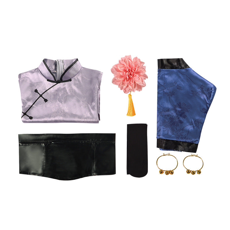 Black Butler Ciel Phantomhive Blue Cat Cheongsam Anime Cosplay Dress Halloween Costume