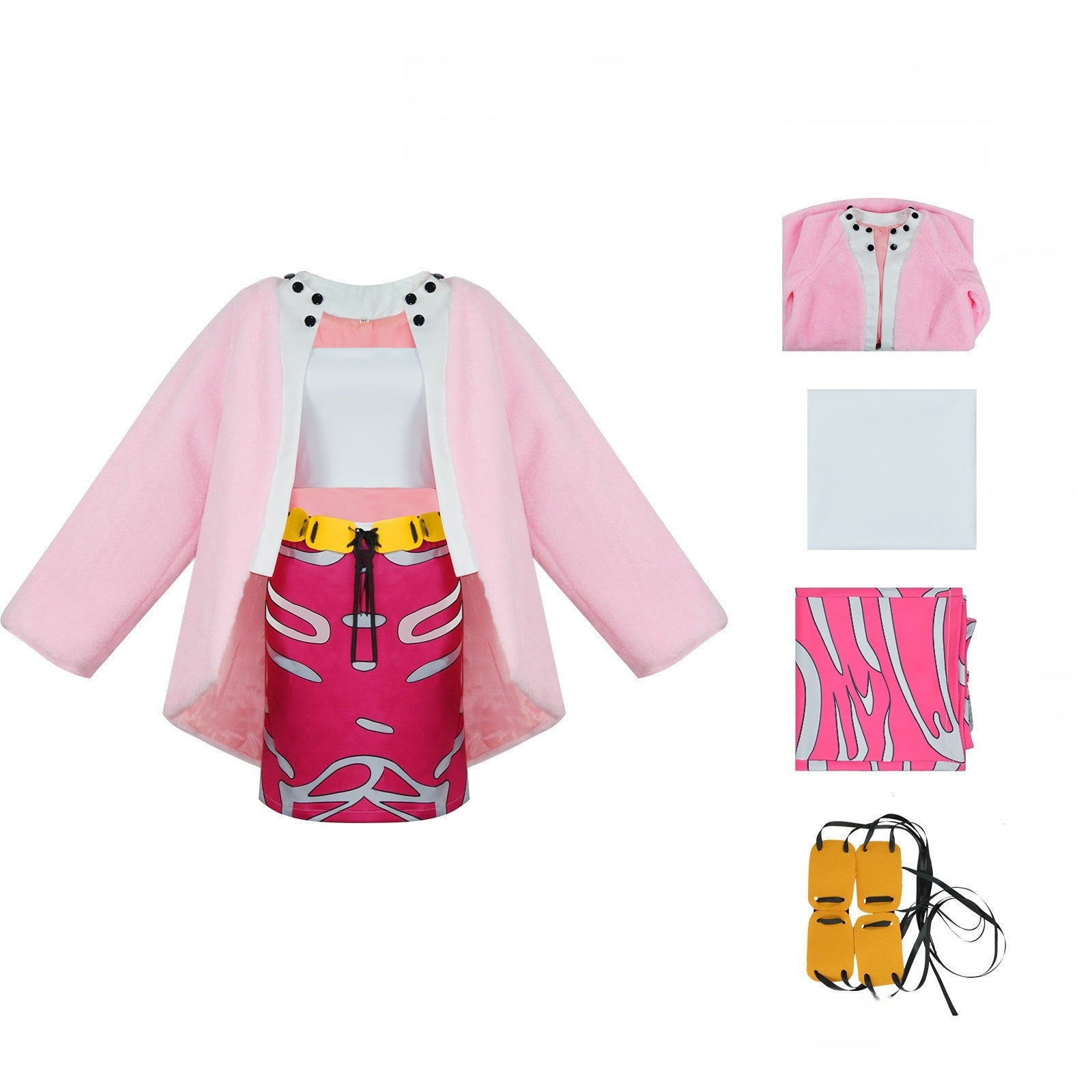 One Piece Doflamingo Gender-Bender Female Cosplay Costume - Seven Warlords of the Sea Coat Dress - Halloweez