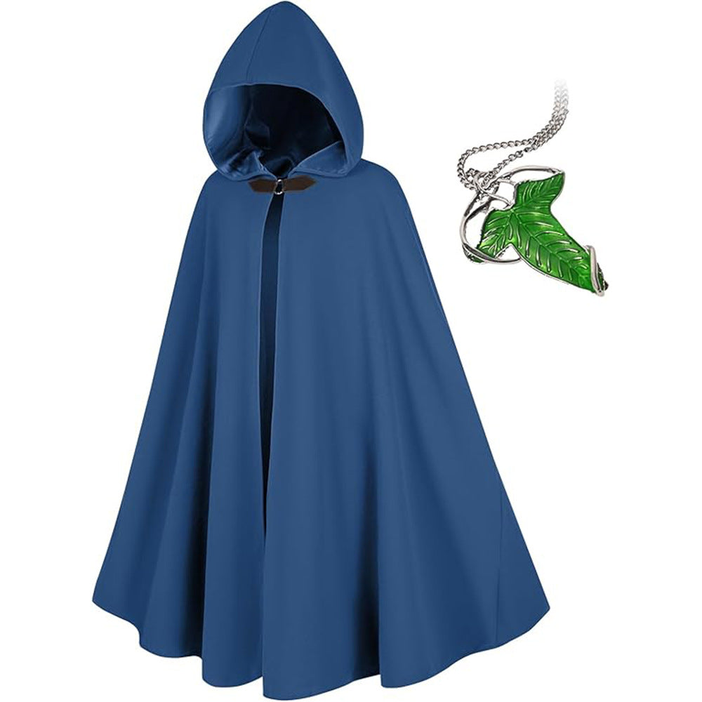Custom Medieval Cloak with Leaf Necklace Brooch - Performance Costume - Halloweez