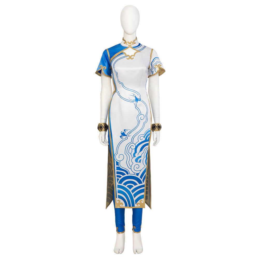 Halloweez Chun-Li Cosplay Jumpsuit with Cheongsam Inspired from Street Fighter