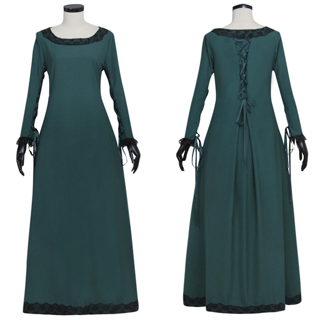 Robe médiévale élégante de la Renaissance irlandaise - Costume de cosplay vert foncé par Halloweez