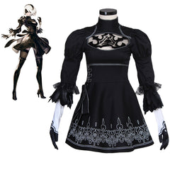 Halloweez Nier Automata Cosplay Costume - Yorha 2B Alluring Outfit | Game Cosplay Collection - Halloweez