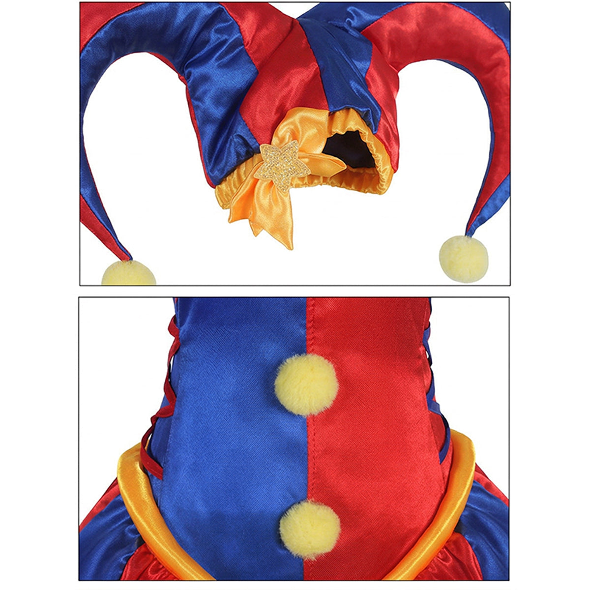 The Amazing Digital Circus Pomni Cosplay Jumpsuit, Halloween Clown Girl Full Costume Set, Anime Character Cosplay Outfit for Party - Halloweez