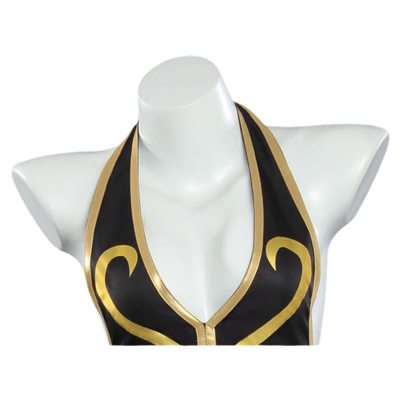 Street Fighter Chun-Li Game Anime Beauty Girl Chun-Li Battle Suit Cosplay Black Cheongsam - Halloweez