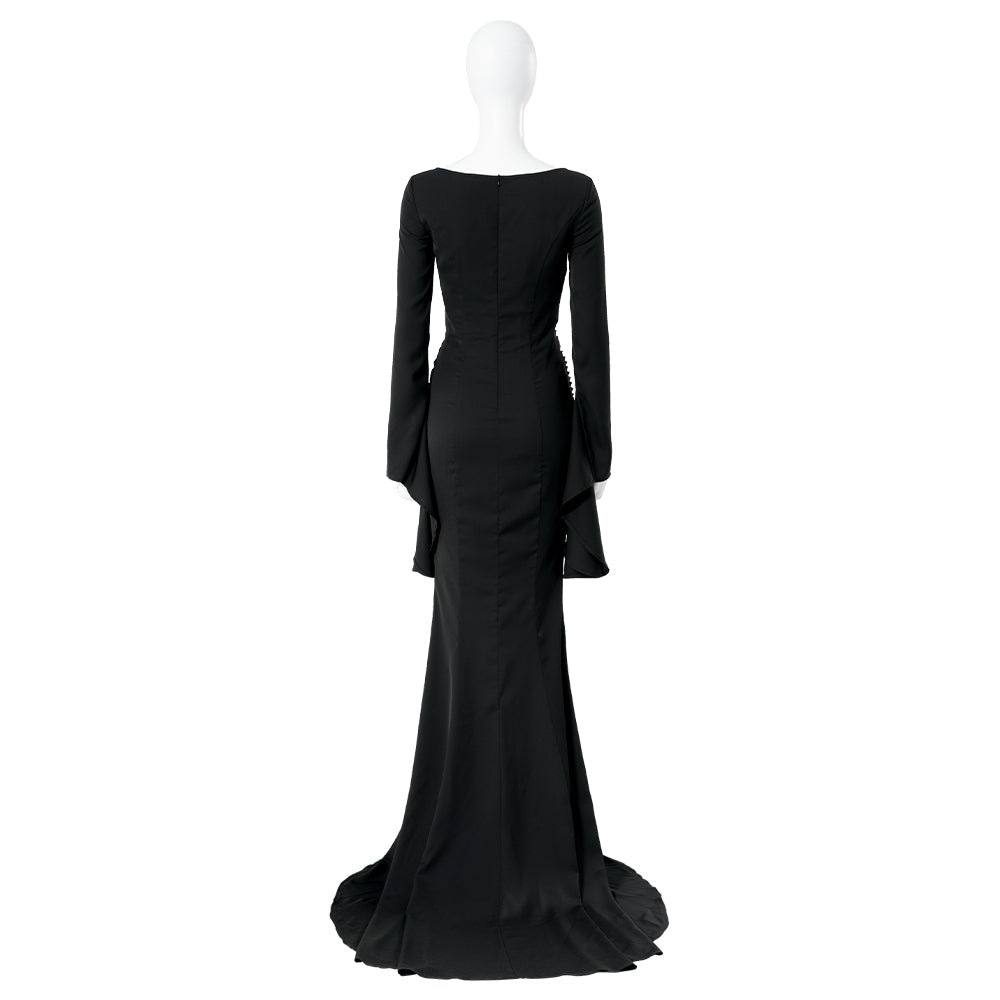 Halloweez Morticia Addams Cosplay Costume - Black Vintage Dress for Halloween Carnival