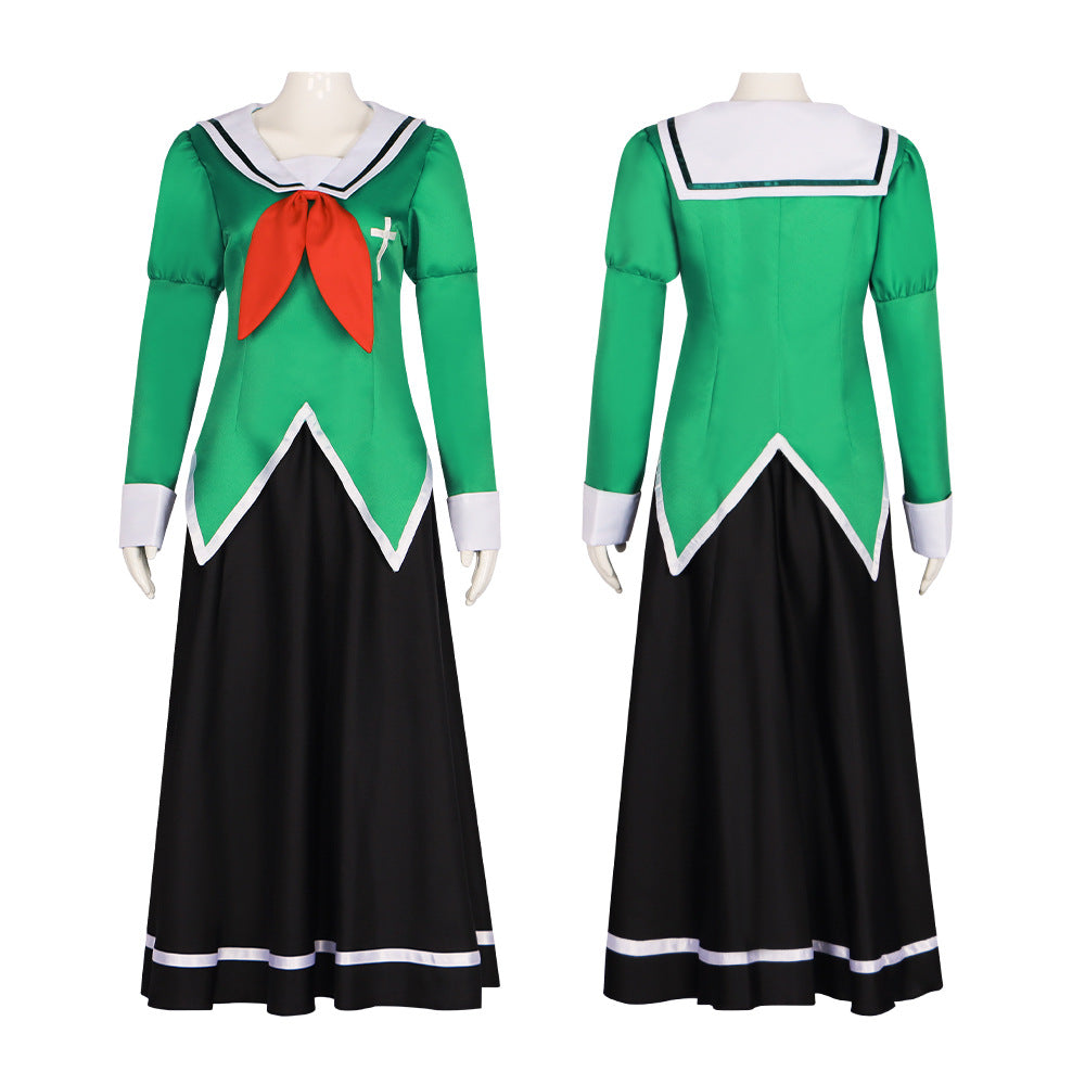 Fictional Reasoning Iwanaga Kotoko Cosplay Costume Green Long-Sleeved Dress for Women Halloween Maid Outfit - Halloweez