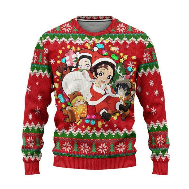 New Demon Slayer 3D Print Casual Loose Fit Christmas Sweatshirt - Halloweez