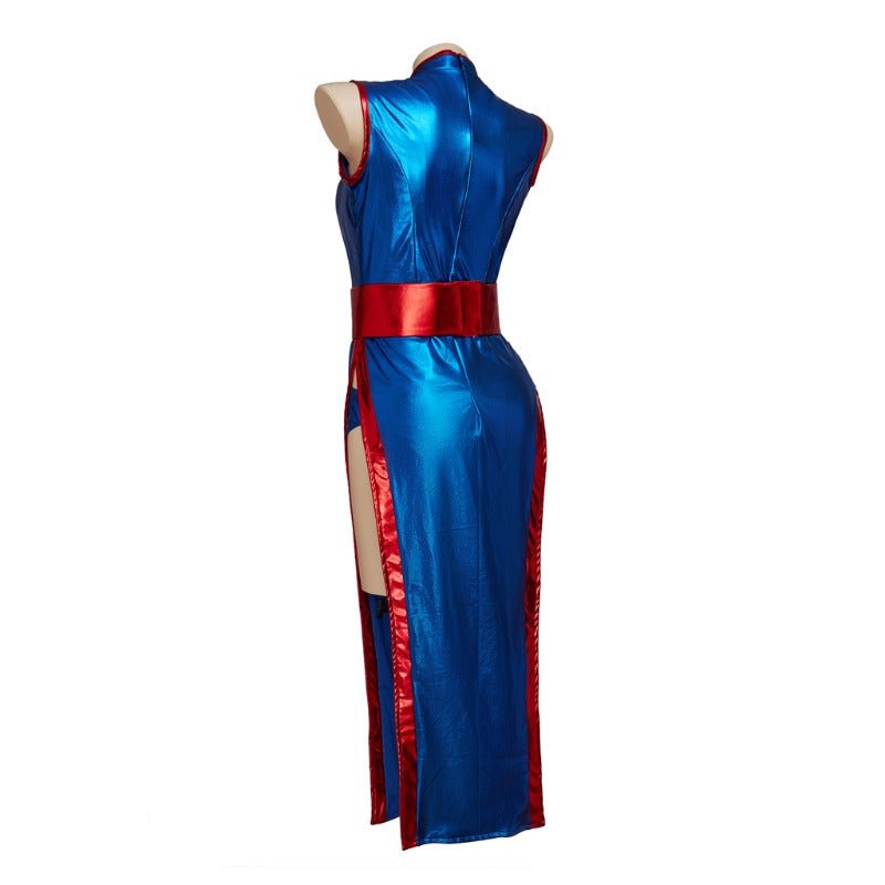 2023 Chichi Cosplay Costume - Sexy Blue Cheongsam Set for Son Goku Anime Fans - Coscosmos