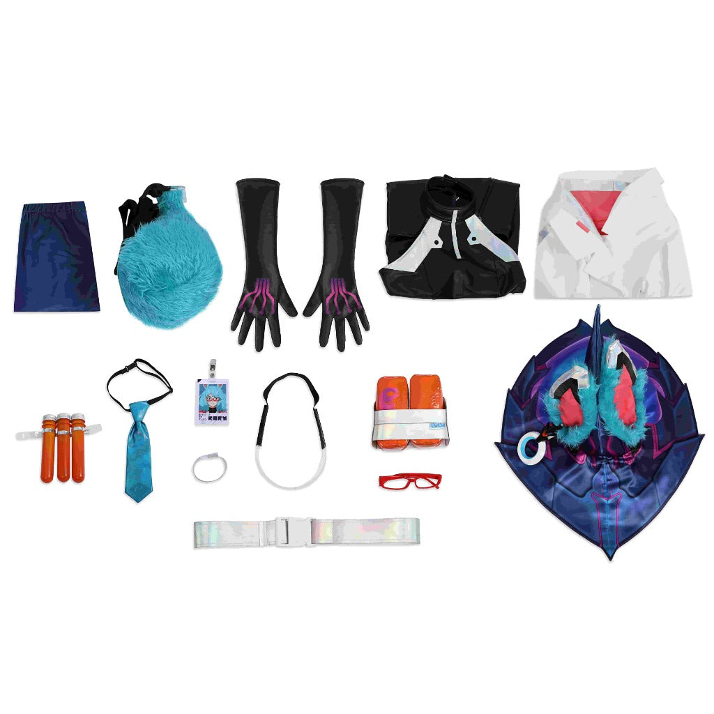 League of Legends Aurora Cosplay Costume - Double Realm Spirit Rabbit Aurora Phantom Spirit Team Skin - Halloweez