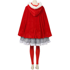 2024 European Halloween Black and White Checked Cloak Dress Set for Festive Events - Halloweez