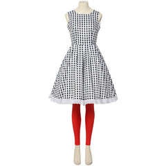 2024 European Halloween Black and White Checked Cloak Dress Set for Festive Events - Halloweez