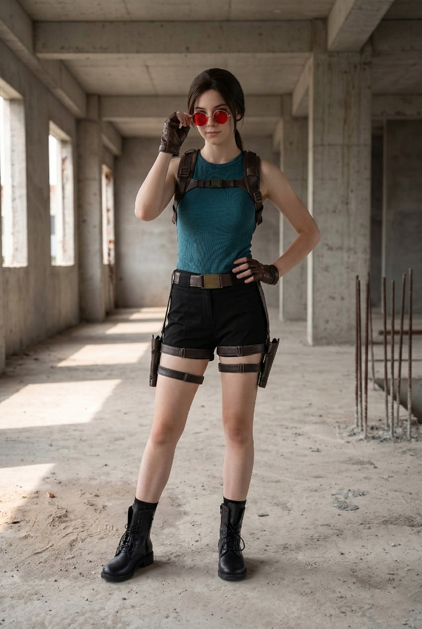 Tomb Raider Live Action Series Lara Croft Full Set Cosplay Costume, Complete Outfit for Cos Party & Halloween - Halloweez