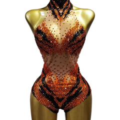 New Gold Sequin Sexy Bodysuit Futuristic Warrior Costume for Girl Group Performance, Party Show, Cosplay - Halloweez