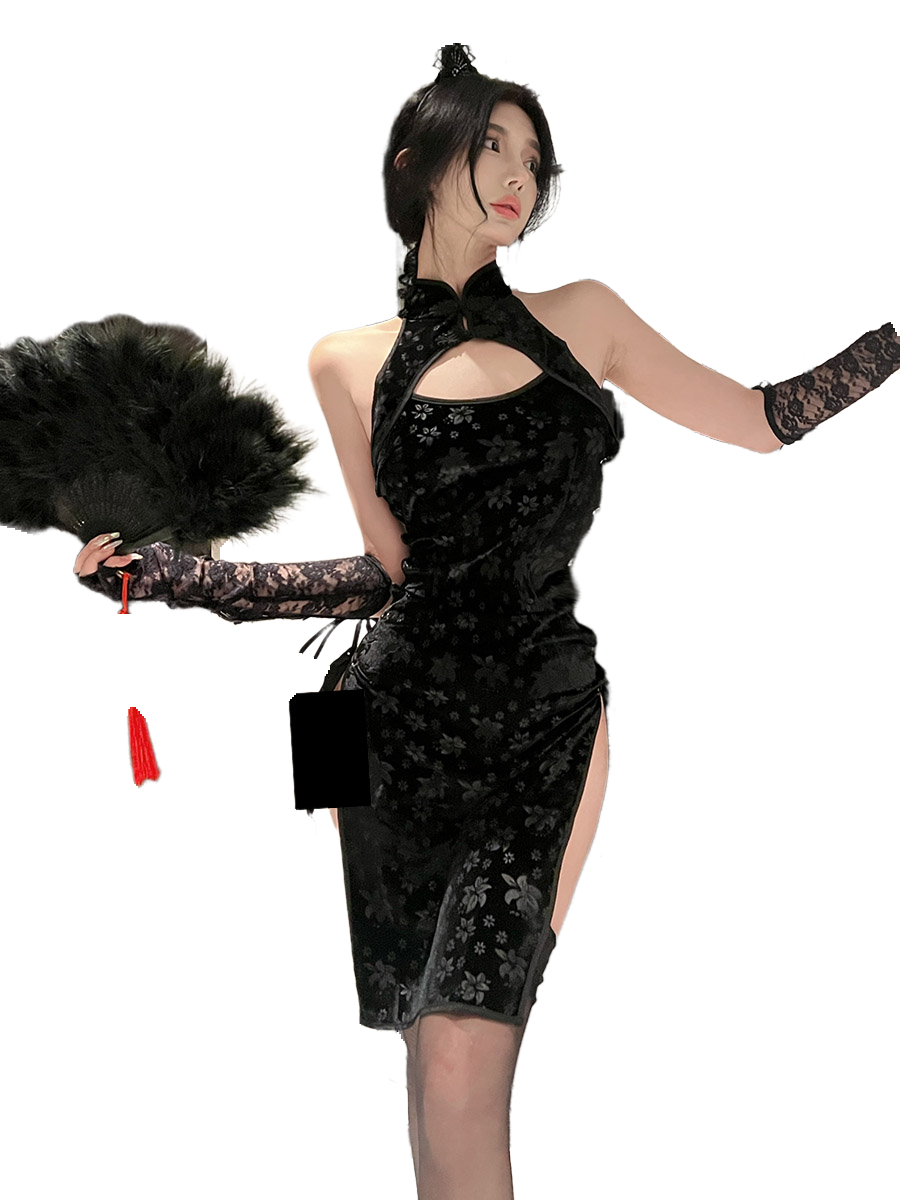 Weisgirl Sexy Hollow-out Cos Chinese-style High-slit Cheongsam Catwoman Uniform - Halloweez