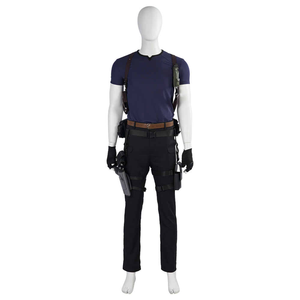 Halloweez Resident Evil 4 Leon Cosplay Costume - Men's Full Set for Halloween & Gaming Parties
