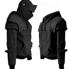 Medieval Knight Hoodie Cos Costume Custom, Men Halloween Face Cover Sweatshirt