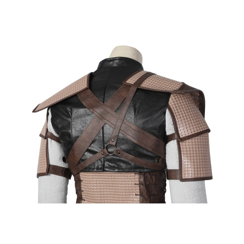 Halloweez Geralt of Rivia Cosplay Leather Jacket - Wild Hunt Hero Suit for Halloween