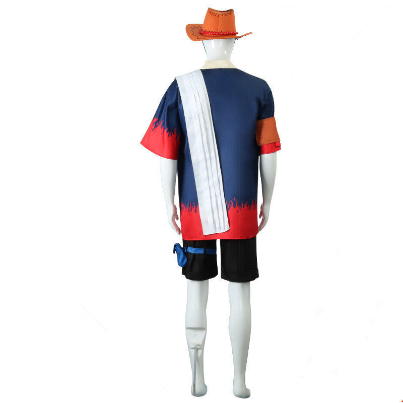 One Piece Portgas D. Ace Kimono Anime Cosplay Costume - Factory Stock - Halloweez