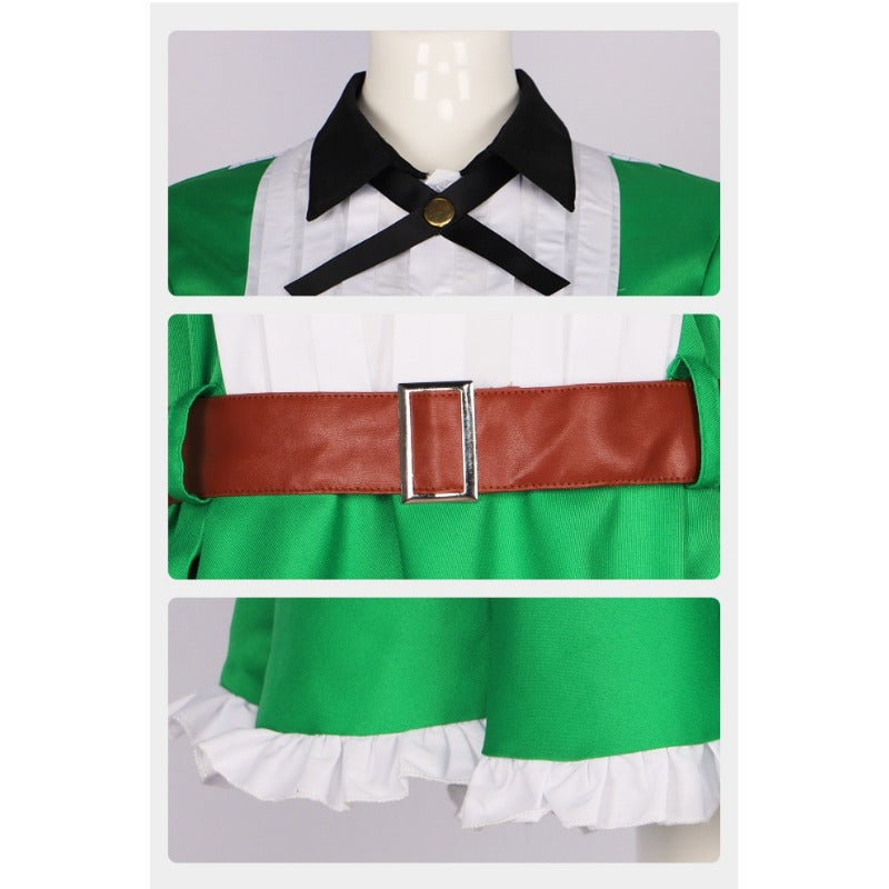 Fictional Reasoning Iwanaga Kotoko Cosplay Costume Green Long-Sleeved Dress for Women Halloween Maid Outfit - Halloweez