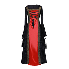 Costume de cosplay médiéval vintage élégant pour Halloween - Robe de sorcière gothique et vampire