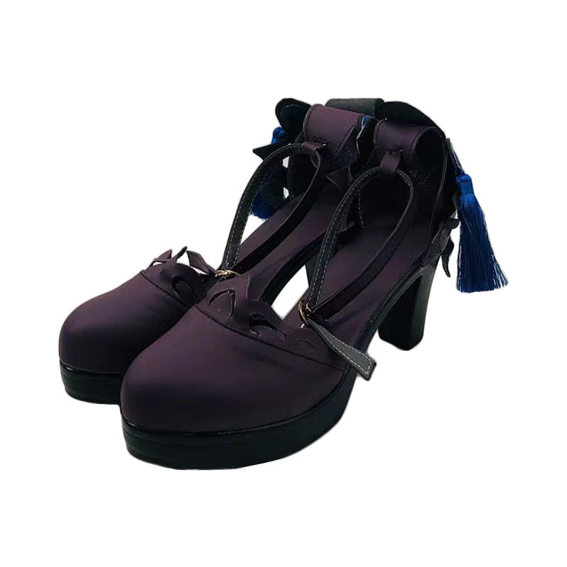 Genshin Impact Keqing Cosplay Shoes - Feathered Serenade Performance Prop Shoes - Halloweez