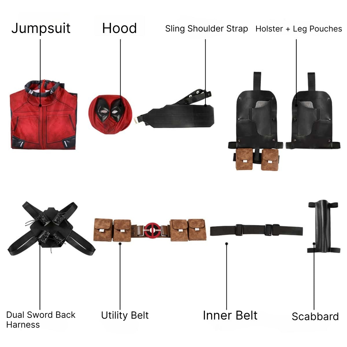 Deadpool Wade Wilson Cosplay Costume, Custom High-end for Halloween & Comic Con - Halloweez