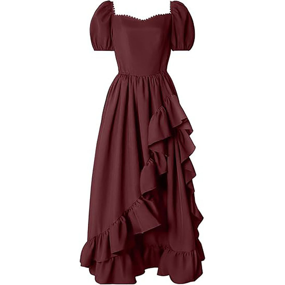Hot Selling Victorian Renaissance Peasant Pastoral Irregular Hem Dress - Medieval Cosplay Costume - Halloweez