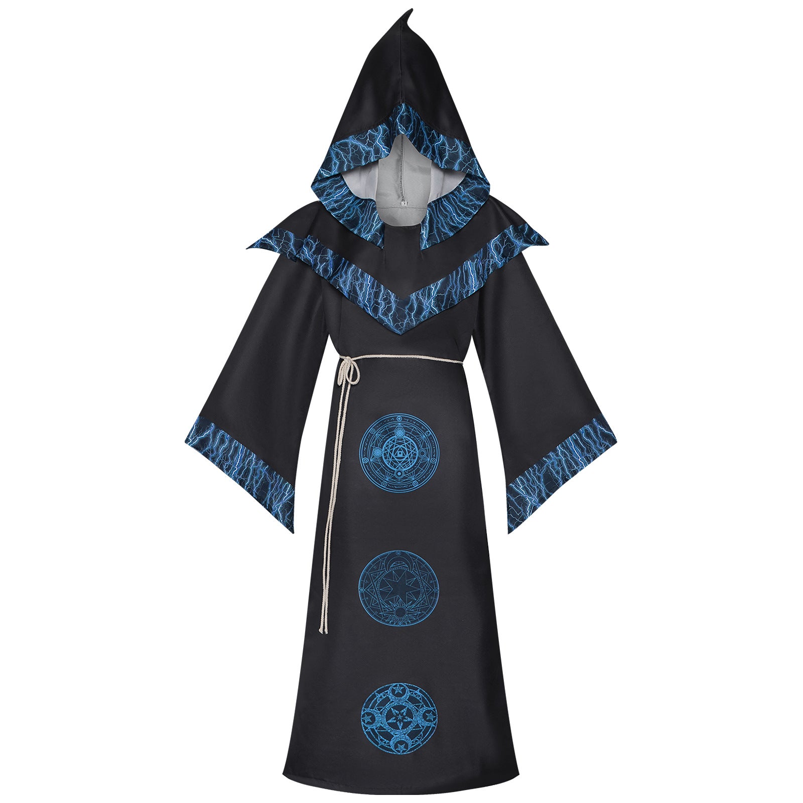 Cross-border Dark Wizard Robe Cosplay Costume Halloween Medieval Wizard Hooded Cape Stage Performance Outfit - Halloweez