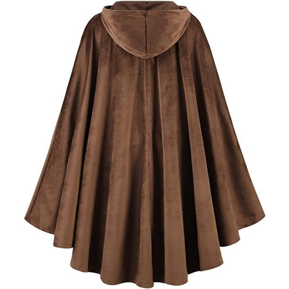 Medieval Deer Suede Cloak Halloween Vintage Battle Warrior Magic Robe Cosplay Costume - Halloweez