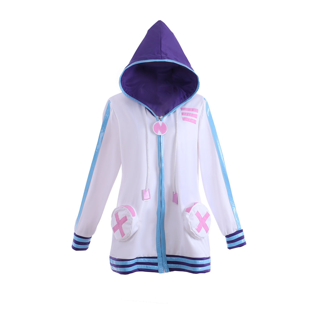 Halloweez Neptunia Cosplay Jacket | Purple Heart Zip-Up Hoodie | Unisex Cosplay Wear