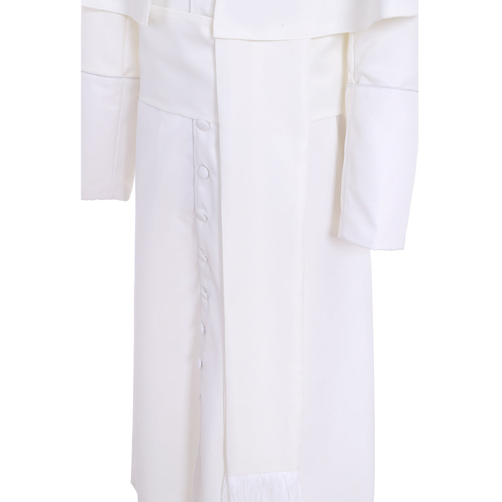 Elegant Halloweez White Priest Cassock Robe - Authentic Medieval Gothic Wizard Cosplay