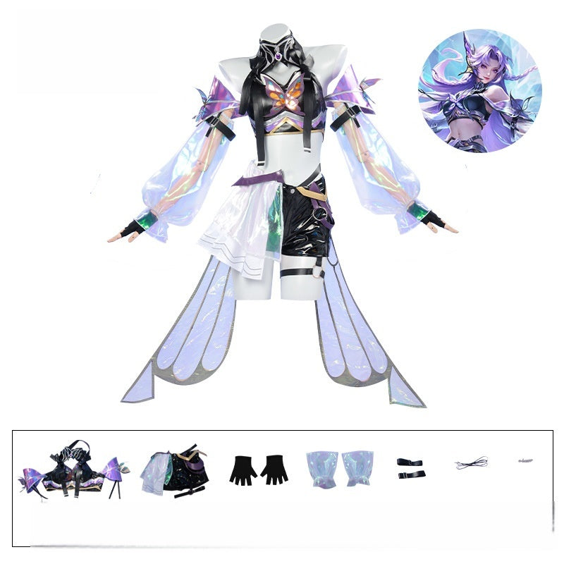 Honor of Kings Ake Butterfly Dance Cosplay Costume Full Set for Women Game Anime 2D Outfit - Halloweez