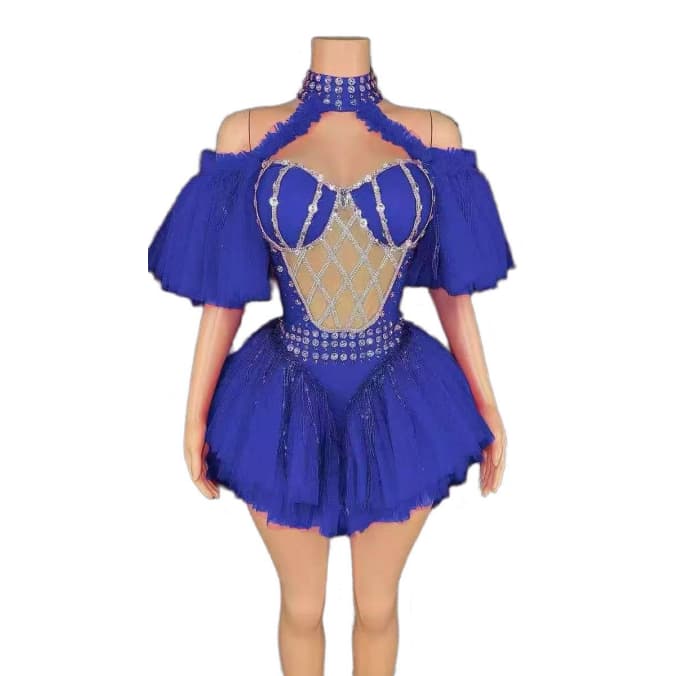 Golden Sequin Masquerade Dress - Mechanical Style Stage Performance Costume for Women's Party, Cosplay, and Photo Shoots - Halloweez