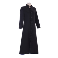 Men's Black Halloweez Clergy Robes - Premium Cassock Church Priest Costume with Standing Collar for Liturgical and Cosplay - Halloweez