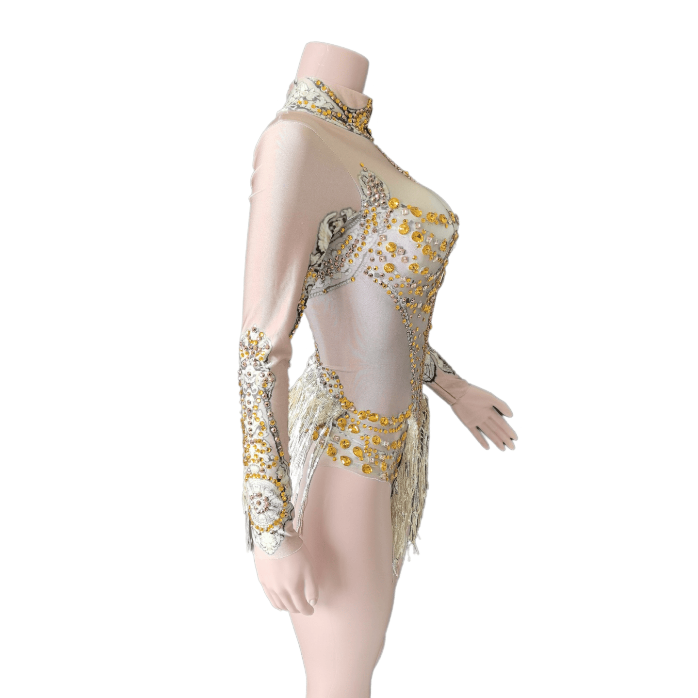 Singer Stage Costume Rhinestone Swimsuit One-Piece Triangle Panties Performance Outfit for Nightclub Stage Shows - Halloweez